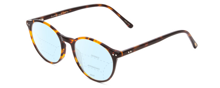 Profile View of Ernest Hemingway H4835 Designer Progressive Lens Blue Light Blocking Eyeglasses in Auburn Brown Yellow Tortoise Havana Ladies Round Full Rim Acetate 50 mm