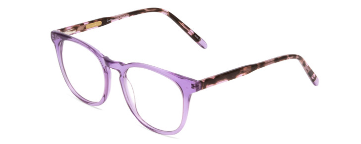 Profile View of Ernest Hemingway H4840 Designer Reading Eye Glasses with Custom Cut Powered Lenses in Purple Crystal/Lilac Brown Amber Glitter Tortoise Ladies Cateye Full Rim Acetate 50 mm