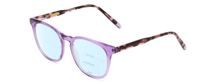 Profile View of Ernest Hemingway H4840 Designer Progressive Lens Blue Light Blocking Eyeglasses in Purple Crystal/Lilac Brown Amber Glitter Tortoise Ladies Cateye Full Rim Acetate 50 mm