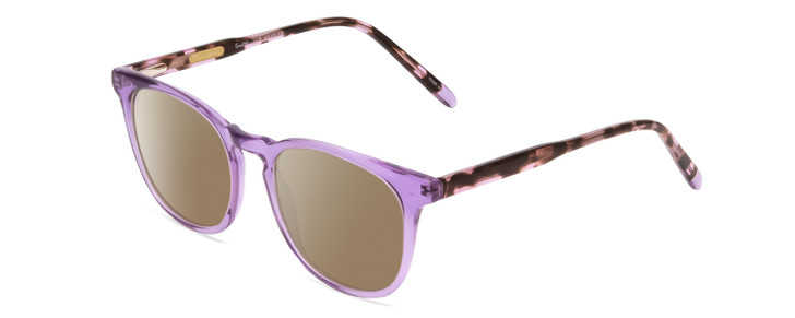 Profile View of Ernest Hemingway H4840 Designer Polarized Sunglasses with Custom Cut Amber Brown Lenses in Purple Crystal/Lilac Brown Amber Glitter Tortoise Ladies Cateye Full Rim Acetate 50 mm