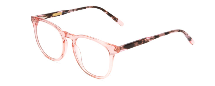 Profile View of Ernest Hemingway H4840 Designer Reading Eye Glasses with Custom Cut Powered Lenses in Pink Crystal/Brown Rose Amber Glitter Tortoise Ladies Cateye Full Rim Acetate 50 mm