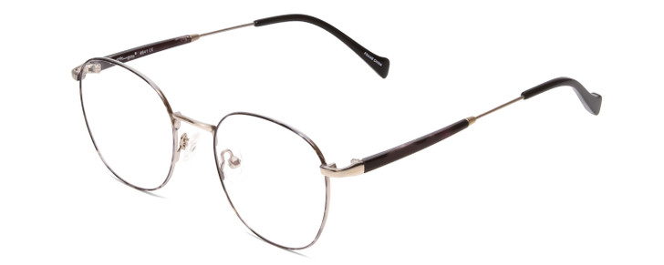 Profile View of Ernest Hemingway H4841 Designer Single Vision Prescription Rx Eyeglasses in Silver Black Crystal Marble  Unisex Round Full Rim Stainless Steel 50 mm