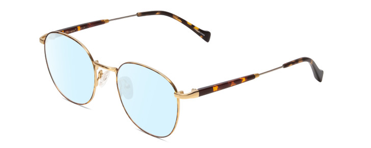 Profile View of Ernest Hemingway H4841 Designer Blue Light Blocking Eyeglasses in Gold Brown Yellow Tortoise Havana Unisex Round Full Rim Stainless Steel 50 mm