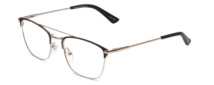 Profile View of Ernest Hemingway H4843 Designer Single Vision Prescription Rx Eyeglasses in Satin Metallic Black Silver Unisex Aviator Full Rim Stainless Steel 53 mm