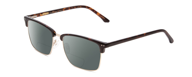 Profile View of Ernest Hemingway H4850 Designer Polarized Reading Sunglasses with Custom Cut Powered Smoke Grey Lenses in Brown Auburn Tortoise Havana Gold Unisex Cateye Full Rim Acetate 58 mm