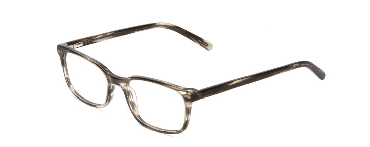 Profile View of Ernest Hemingway H4852 Designer Single Vision Prescription Rx Eyeglasses in Grey Black Clear Stripe Unisex Rectangle Full Rim Acetate 51 mm