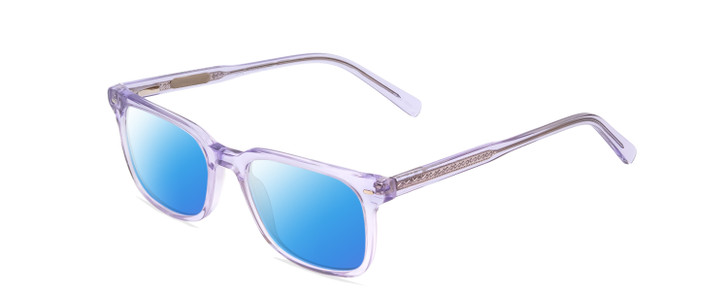Profile View of Ernest Hemingway H4854 Designer Polarized Sunglasses with Custom Cut Blue Mirror Lenses in Lilac Purple Crystal Patterned Silver Ladies Cateye Full Rim Acetate 51 mm