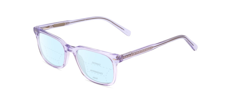 Profile View of Ernest Hemingway H4854 Designer Progressive Lens Blue Light Blocking Eyeglasses in Lilac Purple Crystal Patterned Silver Ladies Cateye Full Rim Acetate 54 mm