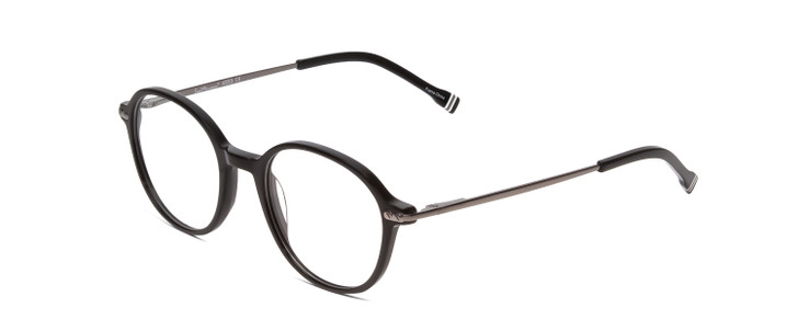 Profile View of Ernest Hemingway H4855 Unisex Round Eyeglasses Gloss Black Gun Metal Stripe 48mm