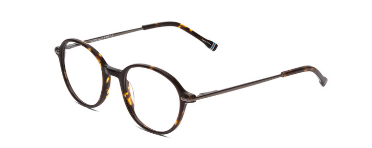 Profile View of Ernest Hemingway H4855 Designer Reading Eye Glasses with Custom Cut Powered Lenses in Brown Gold Tortoise Havana/Gun Metal Unisex Round Full Rim Acetate 48 mm