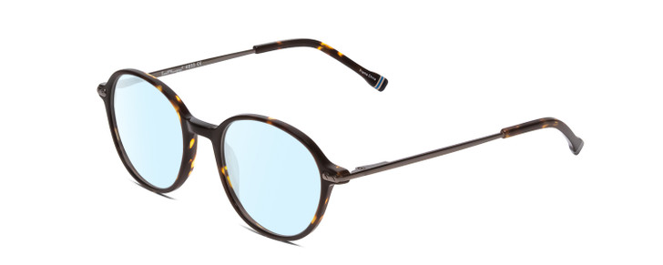 Profile View of Ernest Hemingway H4855 Designer Blue Light Blocking Eyeglasses in Brown Gold Tortoise Havana/Gun Metal Unisex Round Full Rim Acetate 48 mm