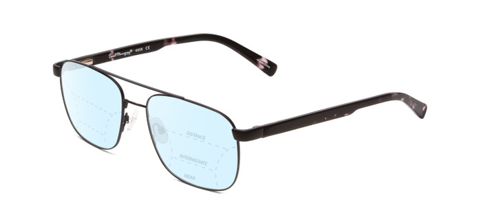 Profile View of Ernest Hemingway H4856 Designer Progressive Lens Blue Light Blocking Eyeglasses in Satin Metallic Black/Lilac Plum Tortoise Unisex Aviator Full Rim Stainless Steel 54 mm