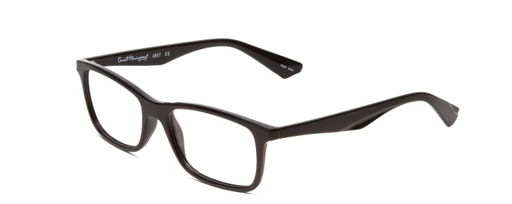 Profile View of Ernest Hemingway H4857 Designer Single Vision Prescription Rx Eyeglasses in Gloss Black Unisex Cateye Full Rim Acetate 56 mm
