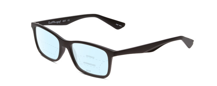 Profile View of Ernest Hemingway H4857 Designer Progressive Lens Blue Light Blocking Eyeglasses in Matte Black Unisex Cateye Full Rim Acetate 56 mm