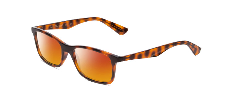 Profile View of Ernest Hemingway H4857 Designer Polarized Sunglasses with Custom Cut Red Mirror Lenses in Shiny Tiger Brown Yellow Orange Tortoise Havana Unisex Cateye Full Rim Acetate 53 mm