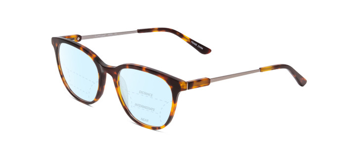 Profile View of Ernest Hemingway H4859 Designer Progressive Lens Blue Light Blocking Eyeglasses in Brown Amber Gold Tortoise Havana Silver Ladies Cateye Full Rim Acetate 50 mm