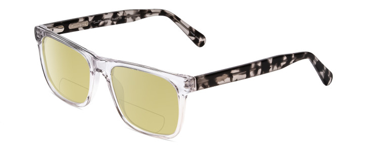 Profile View of Ernest Hemingway H4861 Designer Polarized Reading Sunglasses with Custom Cut Powered Sun Flower Yellow Lenses in Clear Crystal/Grey Black Tortoise Havana Unisex Cateye Full Rim Acetate 55 mm