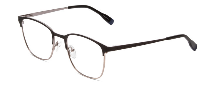 Profile View of Ernest Hemingway H4862 Designer Single Vision Prescription Rx Eyeglasses in Satin Black/Silver Geometric Pattern Unisex Cateye Full Rim Stainless Steel 52 mm