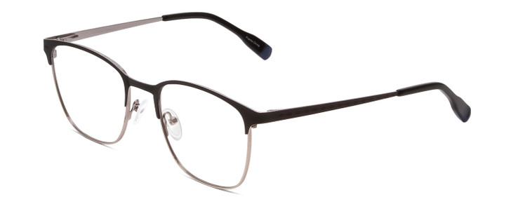 Profile View of Ernest Hemingway H4862 Designer Bi-Focal Prescription Rx Eyeglasses in Satin Black/Silver Geometric Pattern Unisex Cateye Full Rim Stainless Steel 52 mm