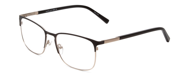 Profile View of Ernest Hemingway H4864 Designer Reading Eye Glasses with Custom Cut Powered Lenses in Matte Black Satin Silver Unisex Cateye Full Rim Stainless Steel 58 mm