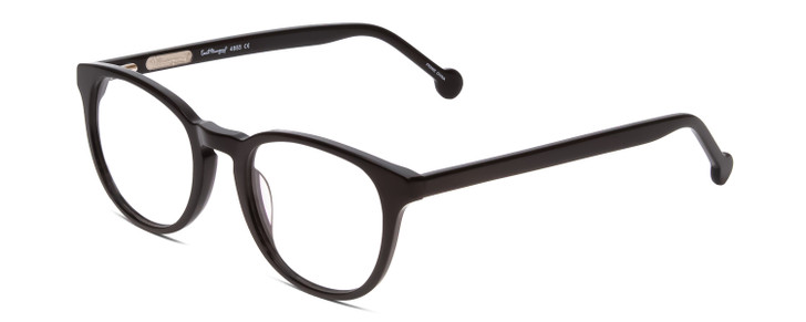 Profile View of Ernest Hemingway H4865 Designer Single Vision Prescription Rx Eyeglasses in Gloss Black/Rounded Tips Unisex Cateye Full Rim Acetate 49 mm