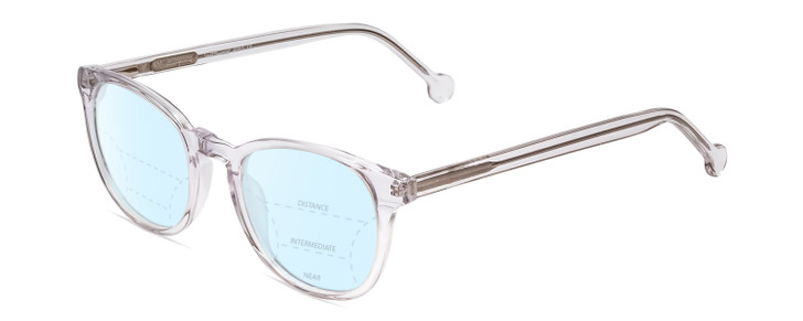 Profile View of Ernest Hemingway H4865 Designer Progressive Lens Blue Light Blocking Eyeglasses in Clear Crystal Silver Glitter/Rounded Tips Unisex Cateye Full Rim Acetate 49 mm