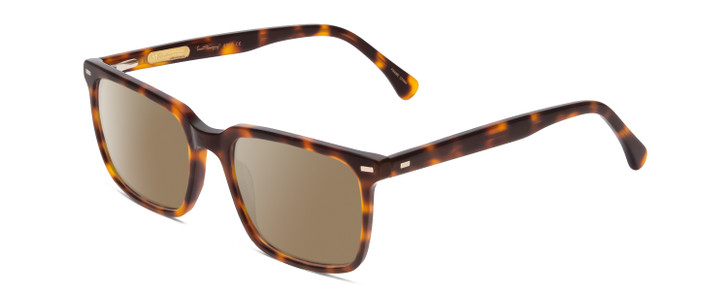 Profile View of Ernest Hemingway H4866 Designer Polarized Sunglasses with Custom Cut Amber Brown Lenses in Brown Amber Tortoise/Silver Accent Unisex Cateye Full Rim Acetate 51 mm