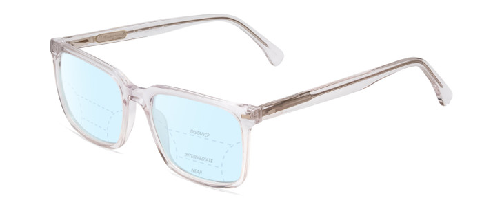 Profile View of Ernest Hemingway H4866 Designer Progressive Lens Blue Light Blocking Eyeglasses in Clear Crystal/Silver Glitter Accent Unisex Cateye Full Rim Acetate 51 mm