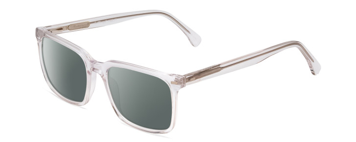Profile View of Ernest Hemingway H4866 Designer Polarized Sunglasses with Custom Cut Smoke Grey Lenses in Clear Crystal/Silver Glitter Accent Unisex Cateye Full Rim Acetate 51 mm
