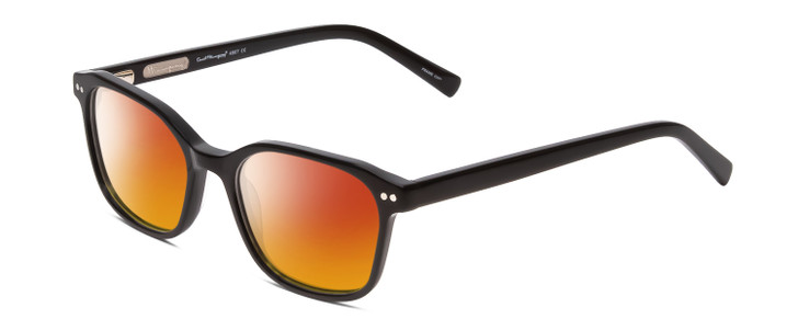 Profile View of Ernest Hemingway H4867 Designer Polarized Sunglasses with Custom Cut Red Mirror Lenses in Gloss Black/Silver Accents Unisex Cateye Full Rim Acetate 50 mm