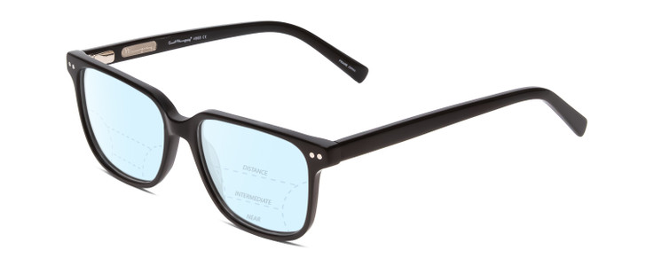 Profile View of Ernest Hemingway H4868 Designer Progressive Lens Blue Light Blocking Eyeglasses in Gloss Black/Silver Accents Unisex Cateye Full Rim Acetate 52 mm