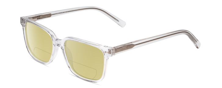 Profile View of Ernest Hemingway H4868 Designer Polarized Reading Sunglasses with Custom Cut Powered Sun Flower Yellow Lenses in Clear Crystal/Silver Glitter Accent Unisex Cateye Full Rim Acetate 52 mm