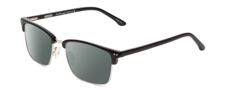 Profile View of Ernest Hemingway H4870 Designer Polarized Sunglasses with Custom Cut Smoke Grey Lenses in Shiny Black/Silver Unisex Cateye Full Rim Acetate 53 mm
