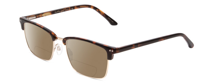 Profile View of Ernest Hemingway H4870 Designer Polarized Reading Sunglasses with Custom Cut Powered Amber Brown Lenses in Shiny Brown Auburn Tortoise Havana/Gold Unisex Cateye Full Rim Acetate 53 mm