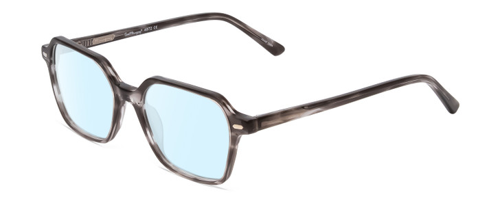 Profile View of Ernest Hemingway H4872 Designer Blue Light Blocking Eyeglasses in Smoke Grey Crystal Tortoise Havana/Silver Accent Unisex Square Full Rim Acetate 50 mm