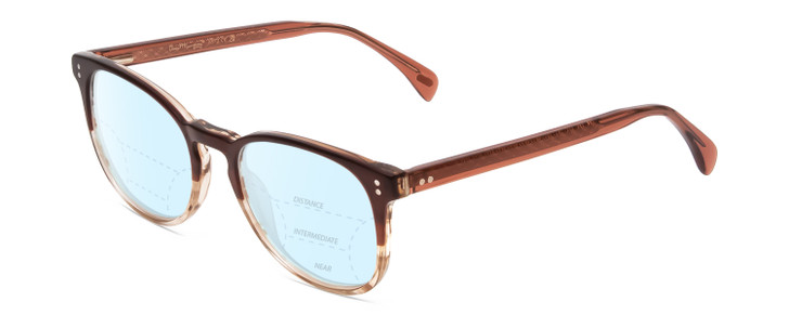 Profile View of Ernest Hemingway H4873 Designer Progressive Lens Blue Light Blocking Eyeglasses in Claret Red Fade Unisex Cateye Full Rim Acetate 51 mm