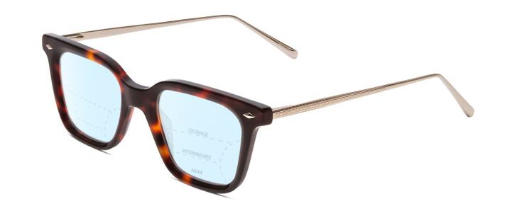 Profile View of Ernest Hemingway H4875 Designer Progressive Lens Blue Light Blocking Eyeglasses in Gloss Auburn Brown Tortoise Havana/Patterned Gold Accent Unisex Cateye Full Rim Acetate 48 mm