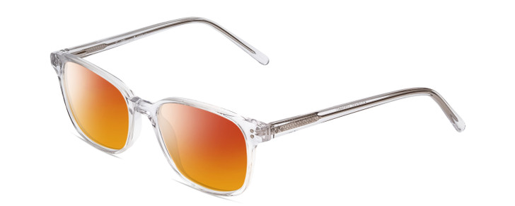 Profile View of Ernest Hemingway H4876 Designer Polarized Sunglasses with Custom Cut Red Mirror Lenses in Clear Crystal/Silver Accents Unisex Cateye Full Rim Acetate 53 mm
