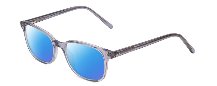 Profile View of Ernest Hemingway H4876 Designer Polarized Sunglasses with Custom Cut Blue Mirror Lenses in Light Grey Crystal/Silver Accents Unisex Cateye Full Rim Acetate 53 mm