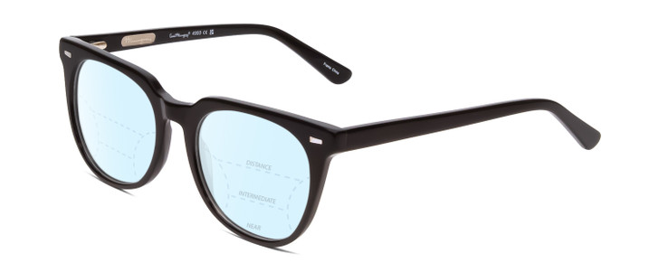 Profile View of Ernest Hemingway H4900 Designer Progressive Lens Blue Light Blocking Eyeglasses in Gloss Black/Silver Accents Unisex Cateye Full Rim Acetate 52 mm