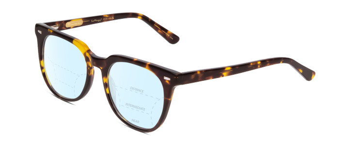 Profile View of Ernest Hemingway H4900 Designer Progressive Lens Blue Light Blocking Eyeglasses in Gloss Brown Amber Tortoise Havana/Silver Accents Unisex Cateye Full Rim Acetate 52 mm