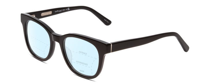 Profile View of Ernest Hemingway H4901 Designer Progressive Lens Blue Light Blocking Eyeglasses in Gloss Black Ladies Cateye Full Rim Acetate 51 mm