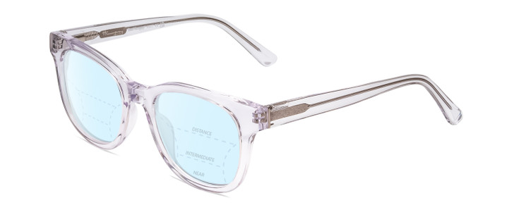 Profile View of Ernest Hemingway H4901 Designer Progressive Lens Blue Light Blocking Eyeglasses in Clear Crystal/Silver Glitter Accent Ladies Cateye Full Rim Acetate 51 mm