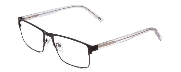 Profile View of Ernest Hemingway H4902 Designer Progressive Lens Prescription Rx Eyeglasses in Matte Satin Black/Clear Crystal Mens Rectangle Full Rim Stainless Steel 57 mm