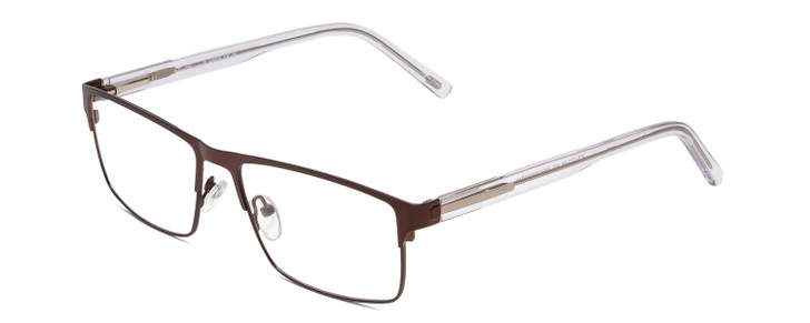 Profile View of Ernest Hemingway H4902 Designer Single Vision Prescription Rx Eyeglasses in Matte Satin Brown/Clear Crystal Mens Rectangle Full Rim Stainless Steel 57 mm