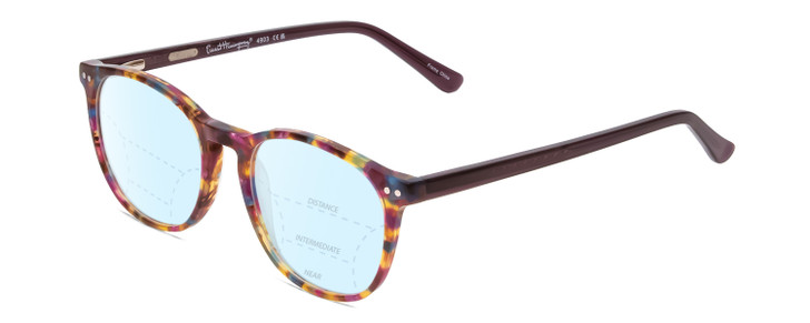 Profile View of Ernest Hemingway H4903 Designer Progressive Lens Blue Light Blocking Eyeglasses in Demi-Tortoise Havana Mauve Purple Ladies Cateye Full Rim Acetate 49 mm