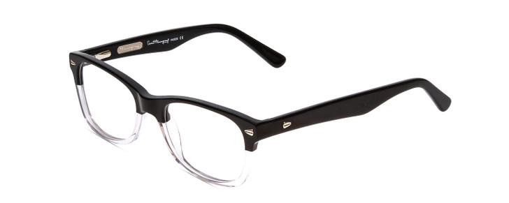 Profile View of Ernest Hemingway H4906 Designer Reading Eye Glasses with Custom Cut Powered Lenses in Gloss Black Clear Crystal 2 Tone/Silver Studs Unisex Cateye Full Rim Acetate 51 mm