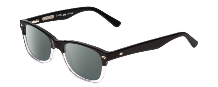 Profile View of Ernest Hemingway H4906 Designer Polarized Sunglasses with Custom Cut Smoke Grey Lenses in Gloss Black Clear Crystal 2 Tone/Silver Studs Unisex Cateye Full Rim Acetate 51 mm