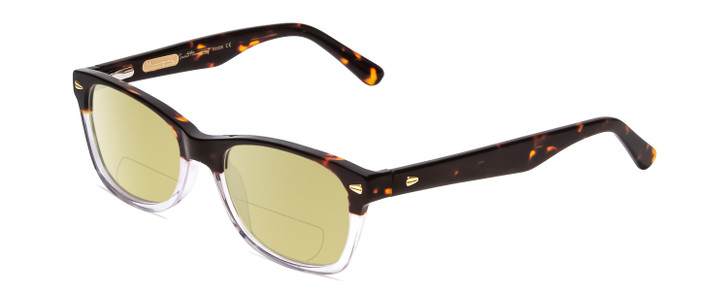 Profile View of Ernest Hemingway H4906 Designer Polarized Reading Sunglasses with Custom Cut Powered Sun Flower Yellow Lenses in Auburn Brown Tortoise Havana Clear Crystal 2 Tone/Gold Studs Unisex Cateye Full Rim Acetate 51 mm