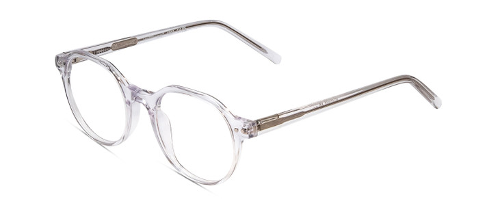 Profile View of Ernest Hemingway H4907 Designer Reading Eye Glasses with Custom Cut Powered Lenses in Clear Crystal Ladies Round Full Rim Acetate 48 mm